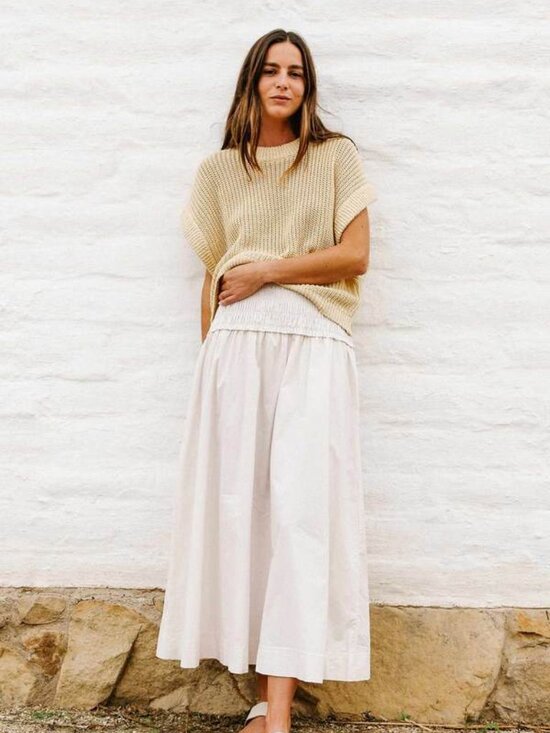 Apiece Apart New York Cream Ora Smock Maxi Skirt Size Small 36288 - Picture 4 of 13